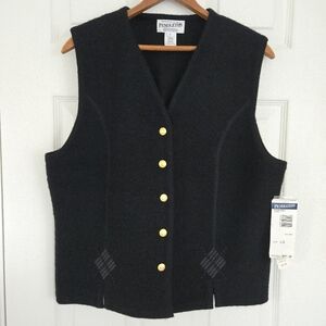 Pendleton Black Wool Vest with Gold Buttons Vintage NWT. New